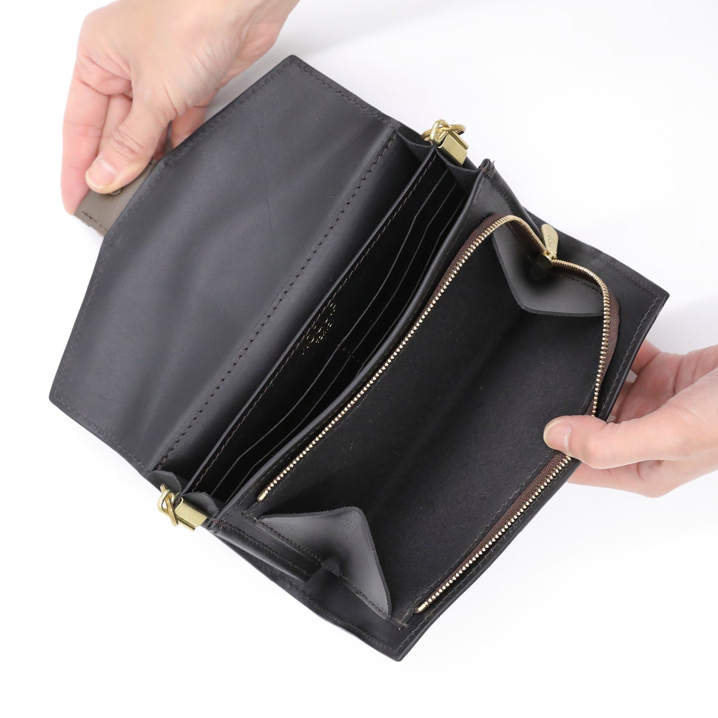 MOQUIP CLUTCH WALLET bicolore BLACK×KHAKI
