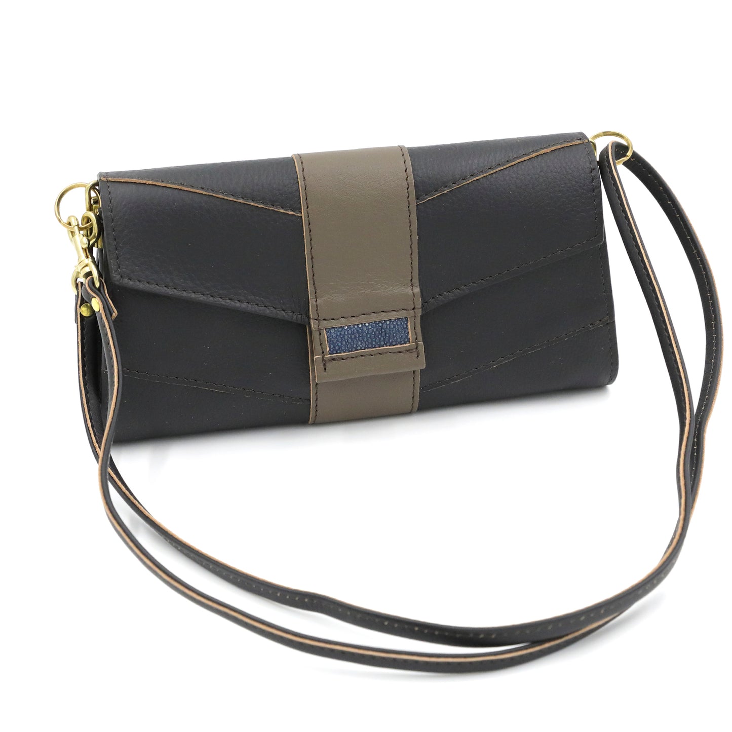 MOQUIP CLUTCH WALLET bicolore BLACK×KHAKI