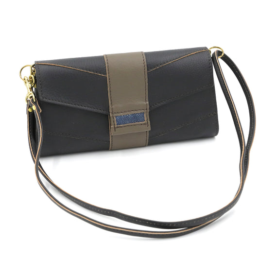 MOQUIP CLUTCH WALLET bicolore BLACK×KHAKI