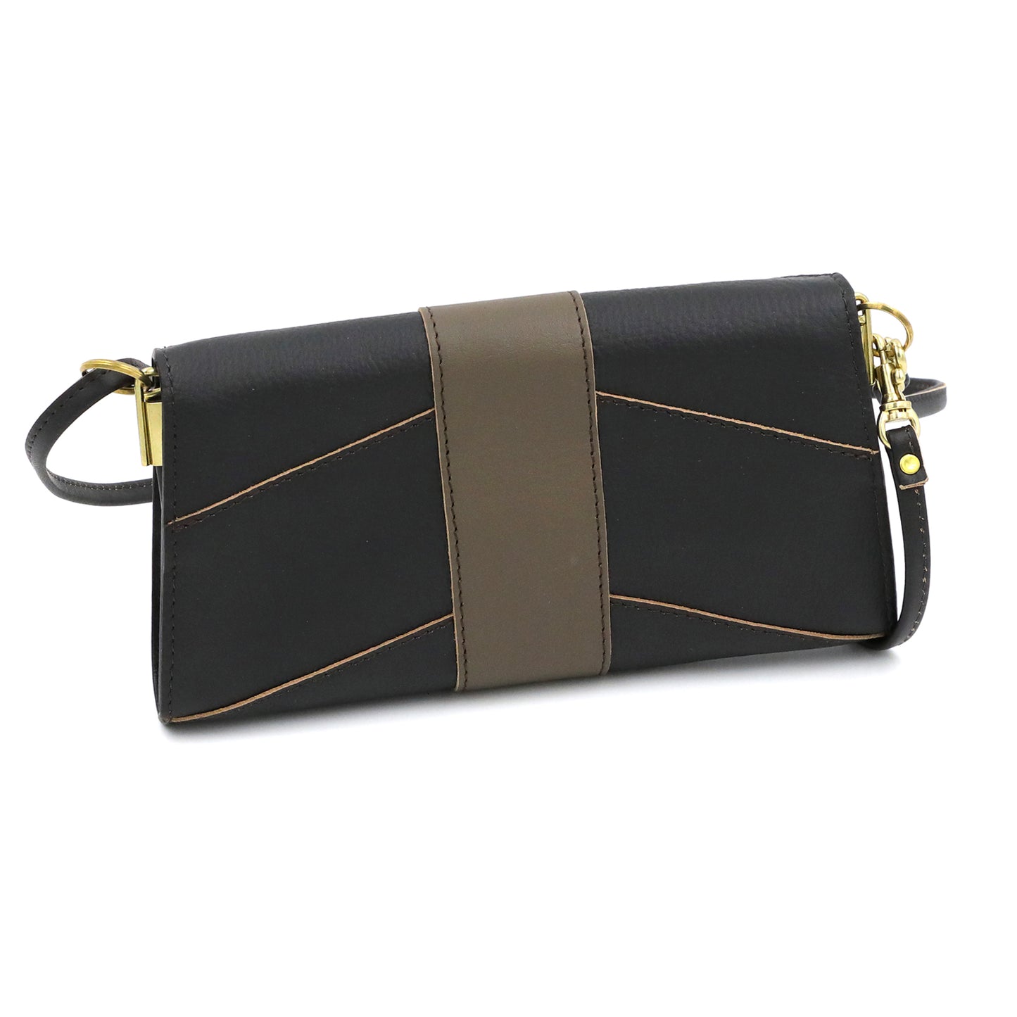 MOQUIP CLUTCH WALLET bicolore BLACK×KHAKI