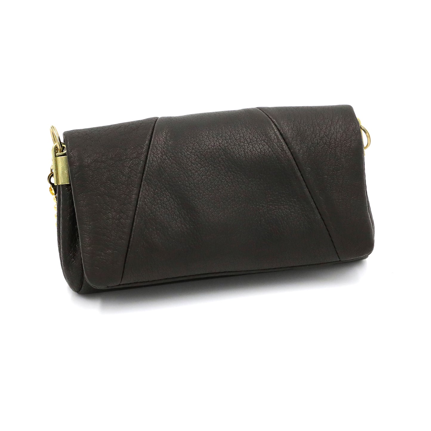 MOQUIP CLUTCH PURSE brass button BLACK