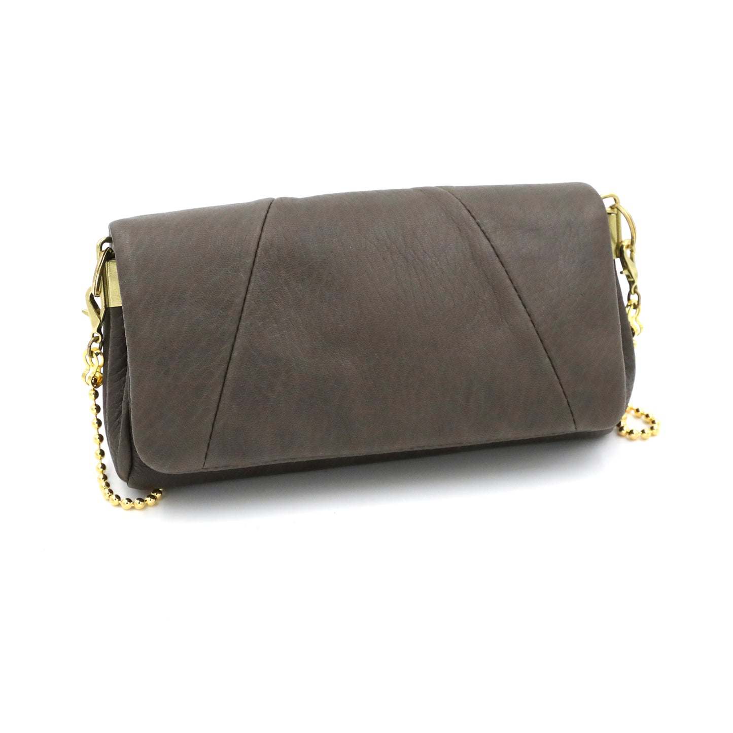 MOQUIP CLUTCH PURSE brass button GRAY