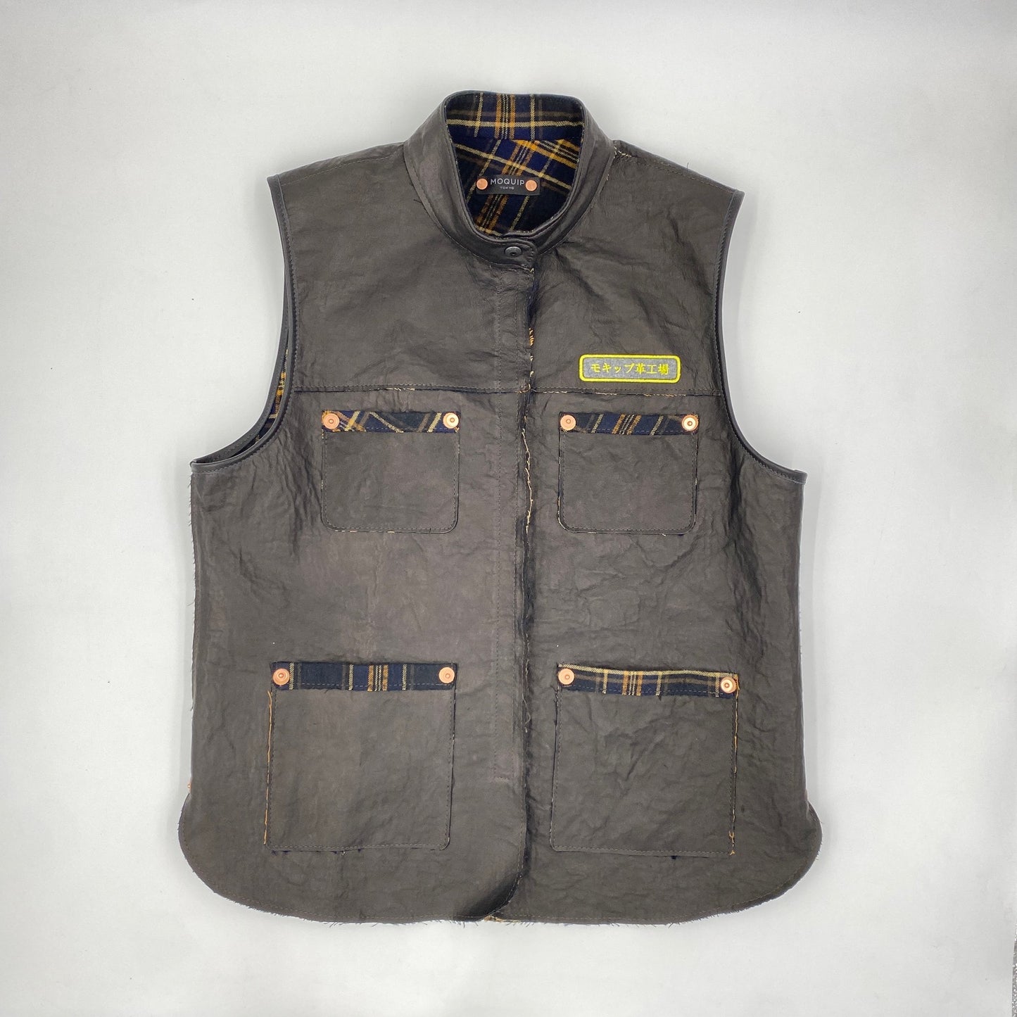 MOQUIP VEST leather factory BLACK