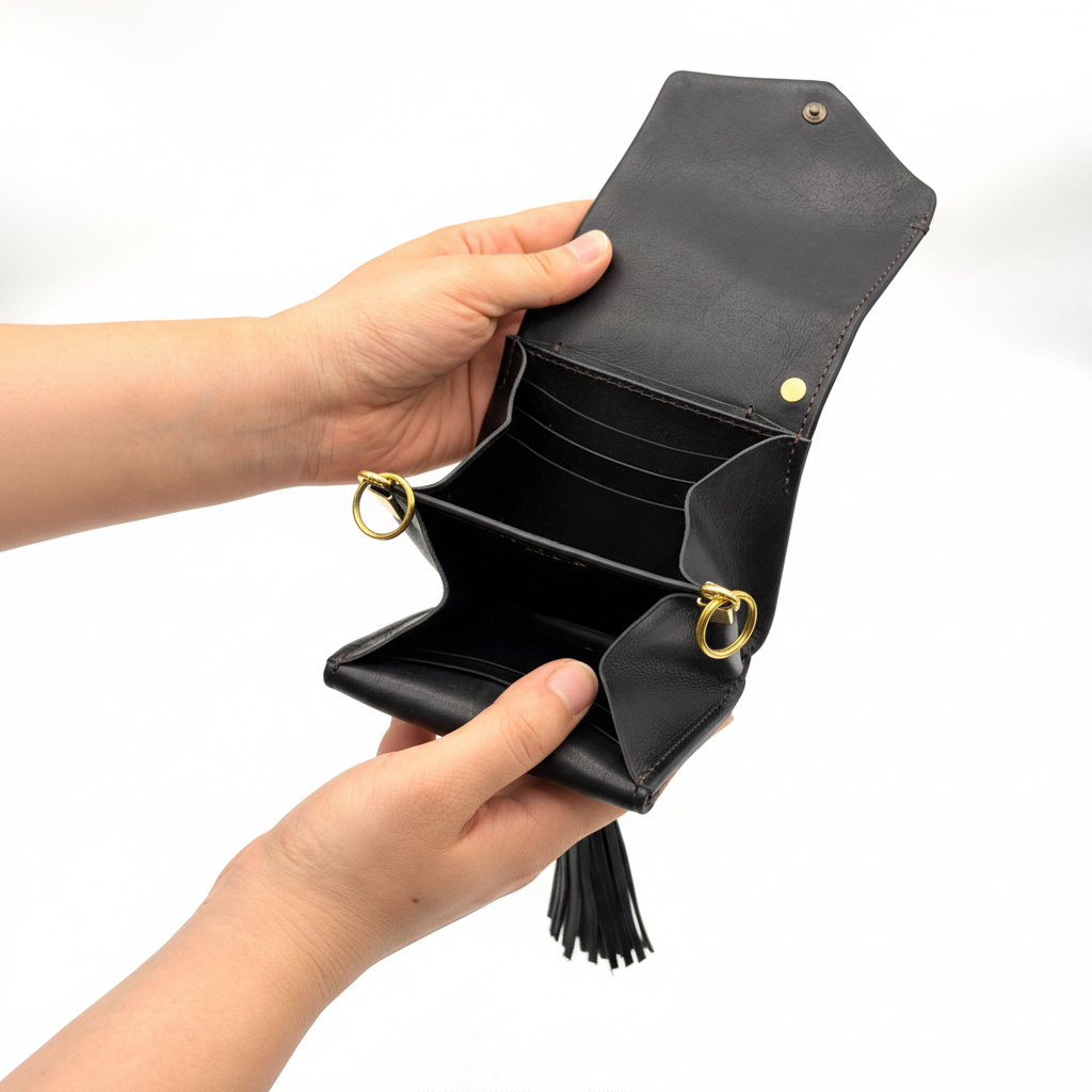 MOQUIP MINI PURSE calf galuchat tassel BLACK