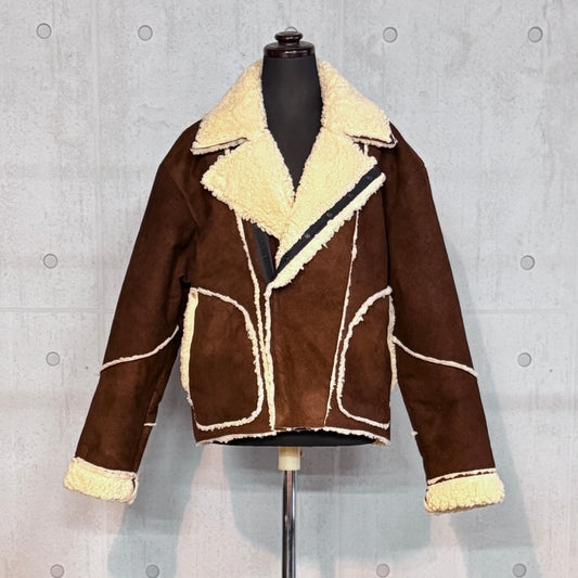 MOQUIP  RIDERS JACKET deer + boa BROWN