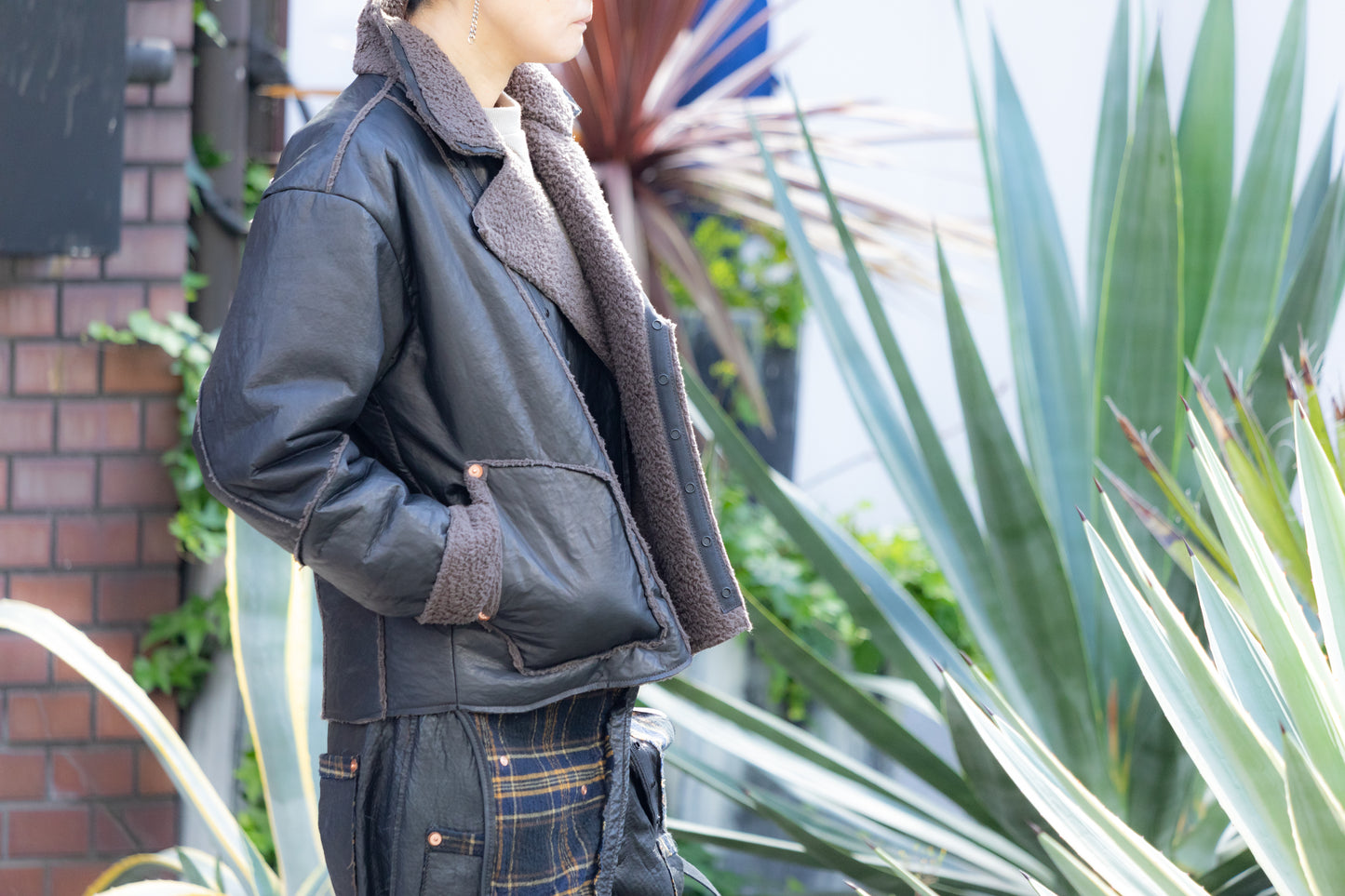MOQUIP  RIDERS JACKET deer + boa BLACK