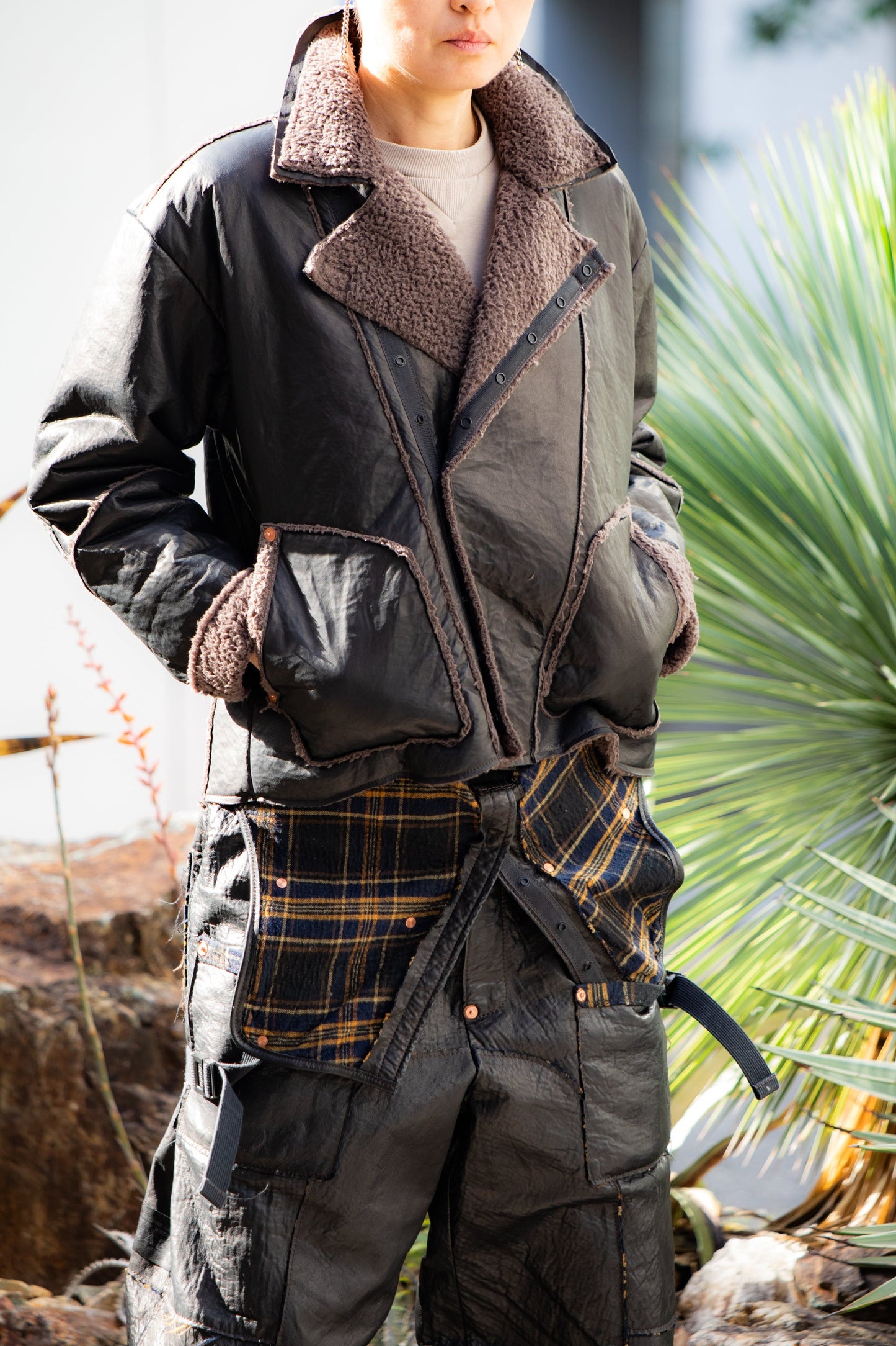 MOQUIP  RIDERS JACKET deer + boa BLACK