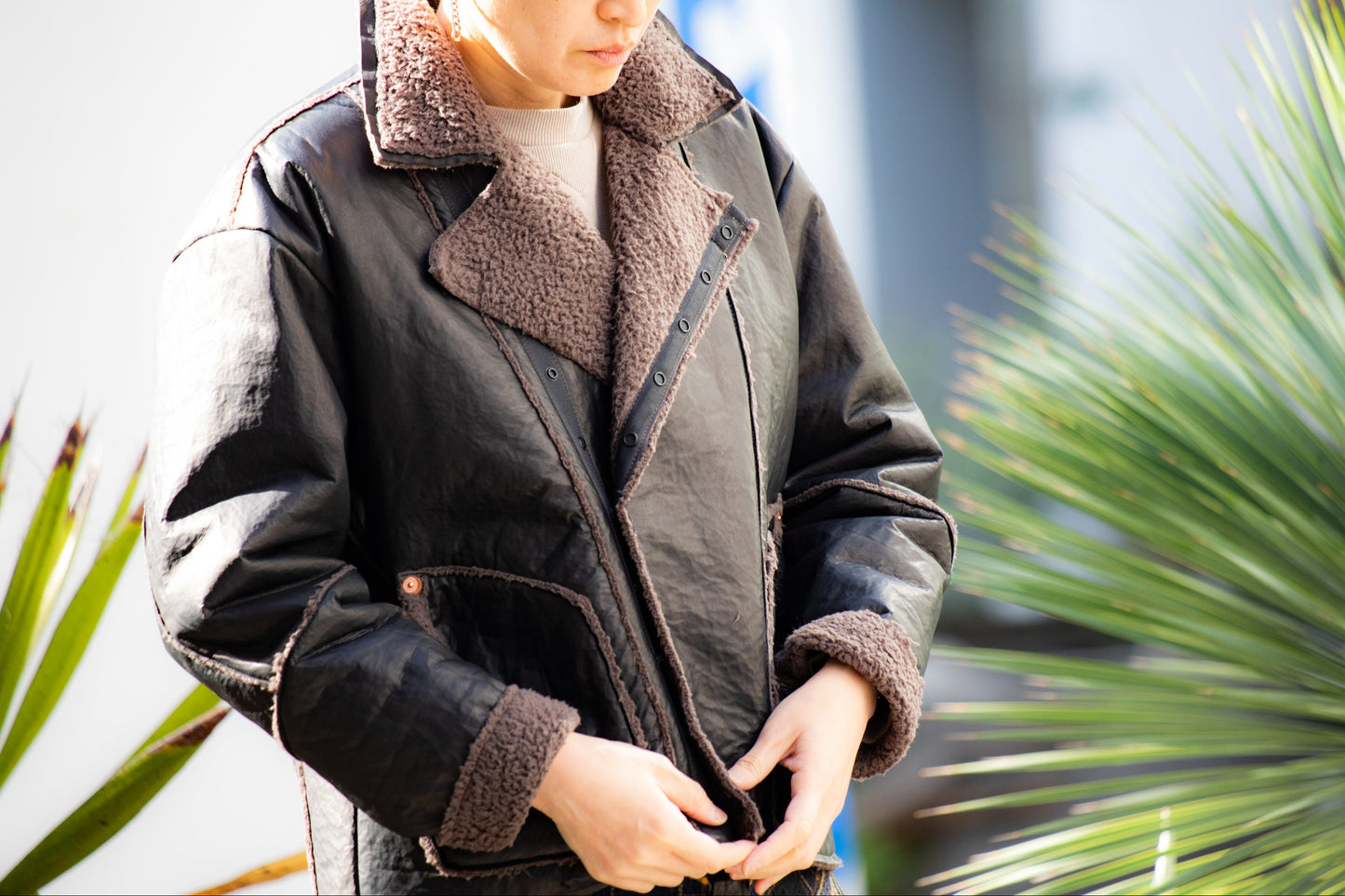 MOQUIP  RIDERS JACKET deer + boa BLACK