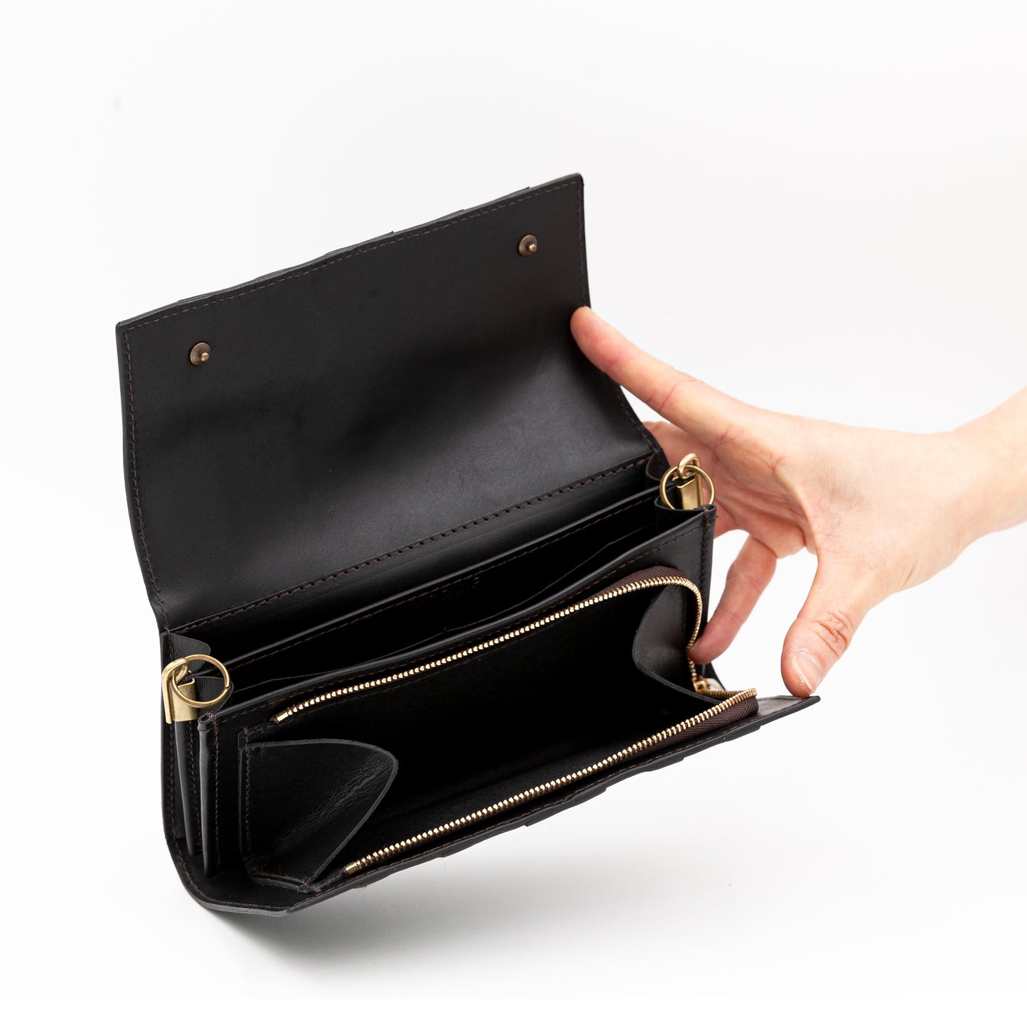 MOQUIP CLUTCH WALLET galuchat WINE (ボールチェーンストラップ付き)