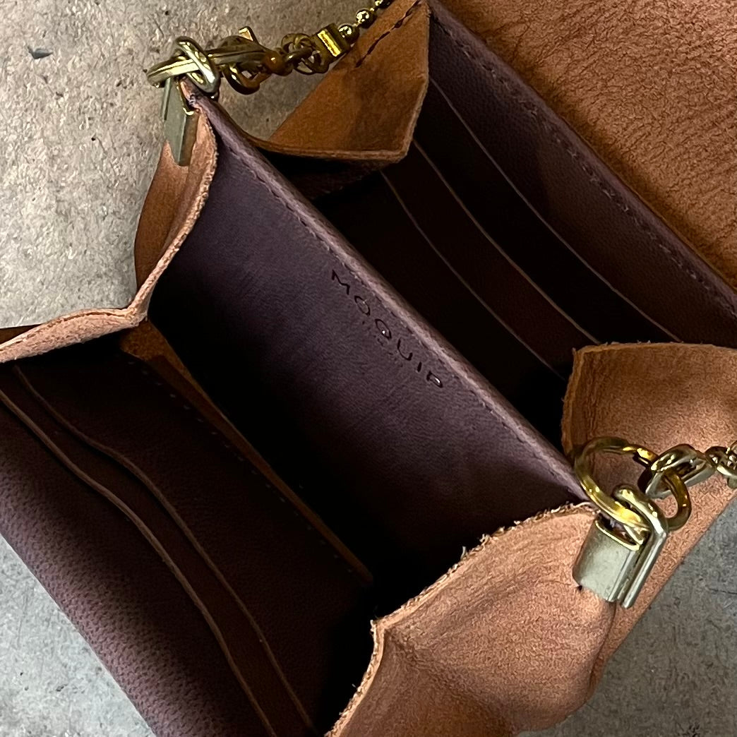 MOQUIP MINI PURSE embroidery L.BROWN