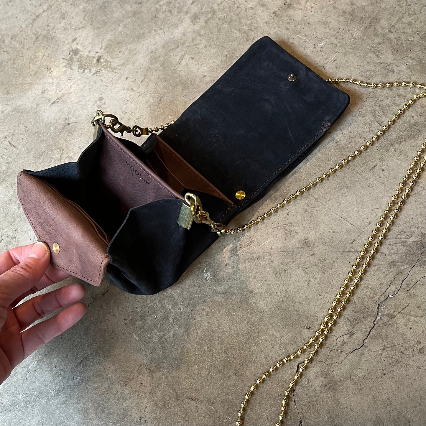 MOQUIP MINI PURSE embroidery D.NAVY