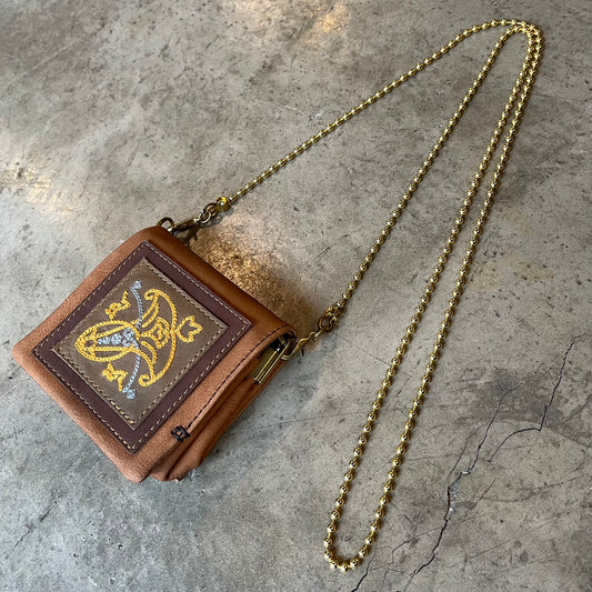 MOQUIP MINI PURSE embroidery L.BROWN