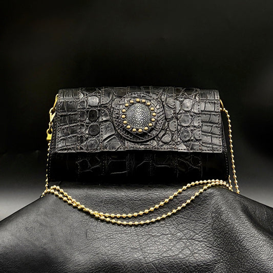MOQUIP CROCODILE clutch wallet BLACK