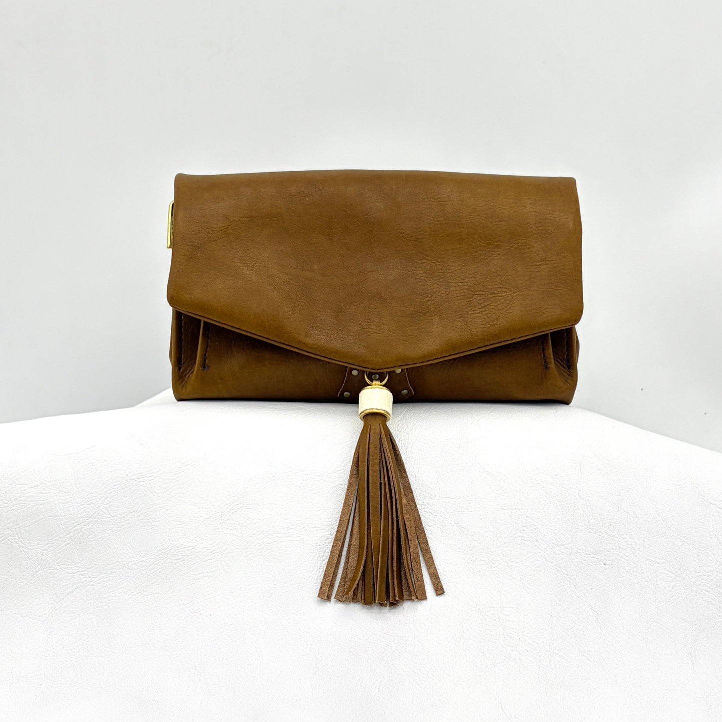 MOQUIP PURSE calf galuchat tassel KHAKI