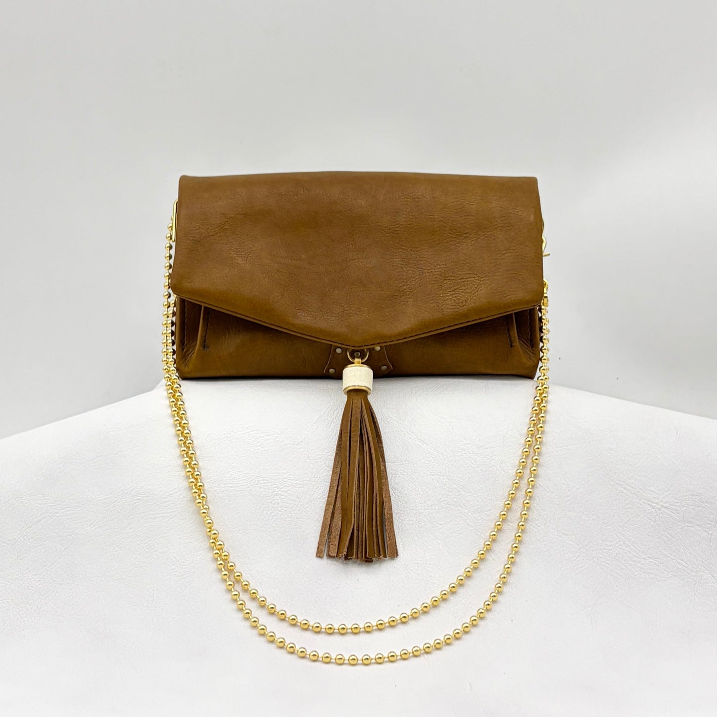 MOQUIP PURSE calf galuchat tassel KHAKI
