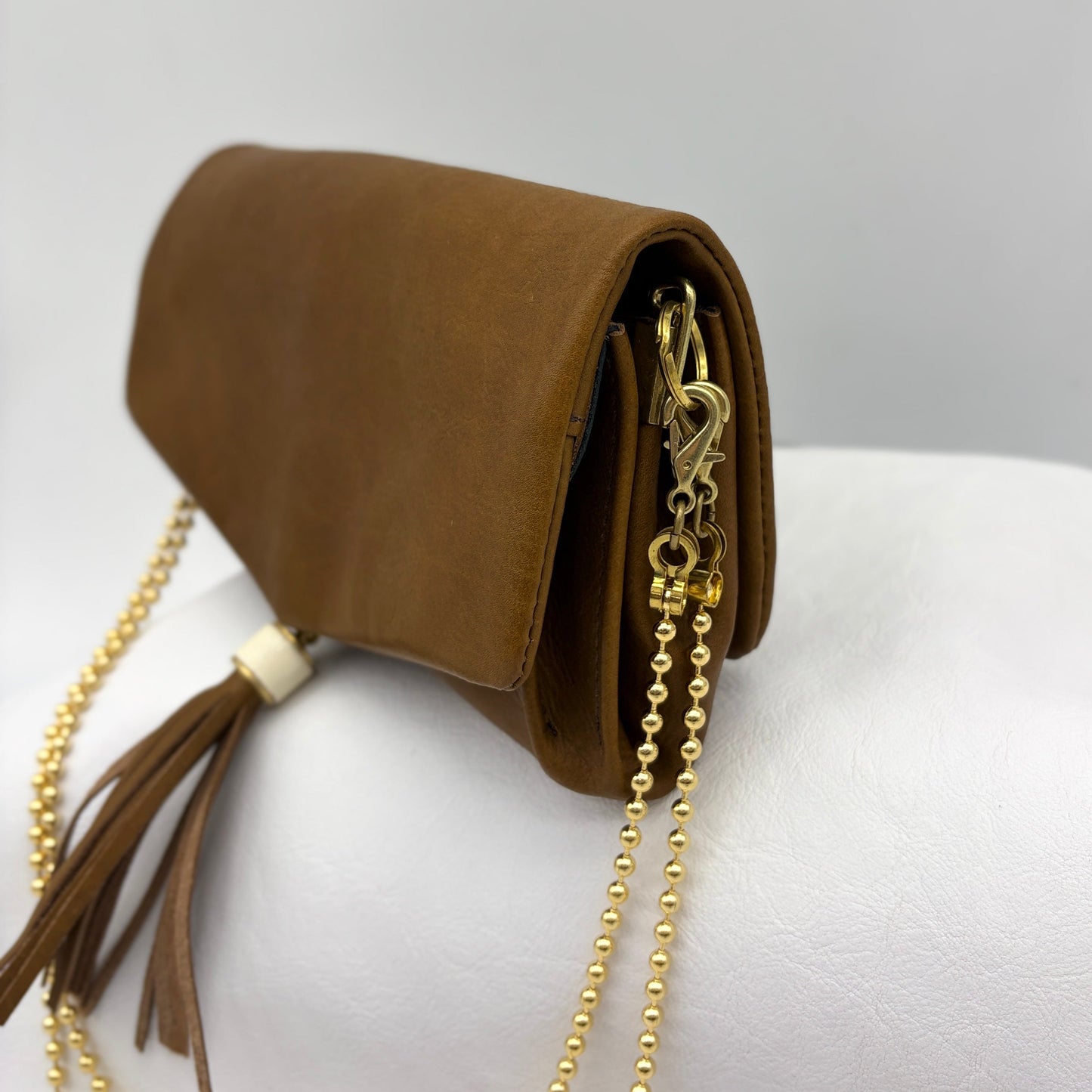 MOQUIP PURSE calf galuchat tassel KHAKI
