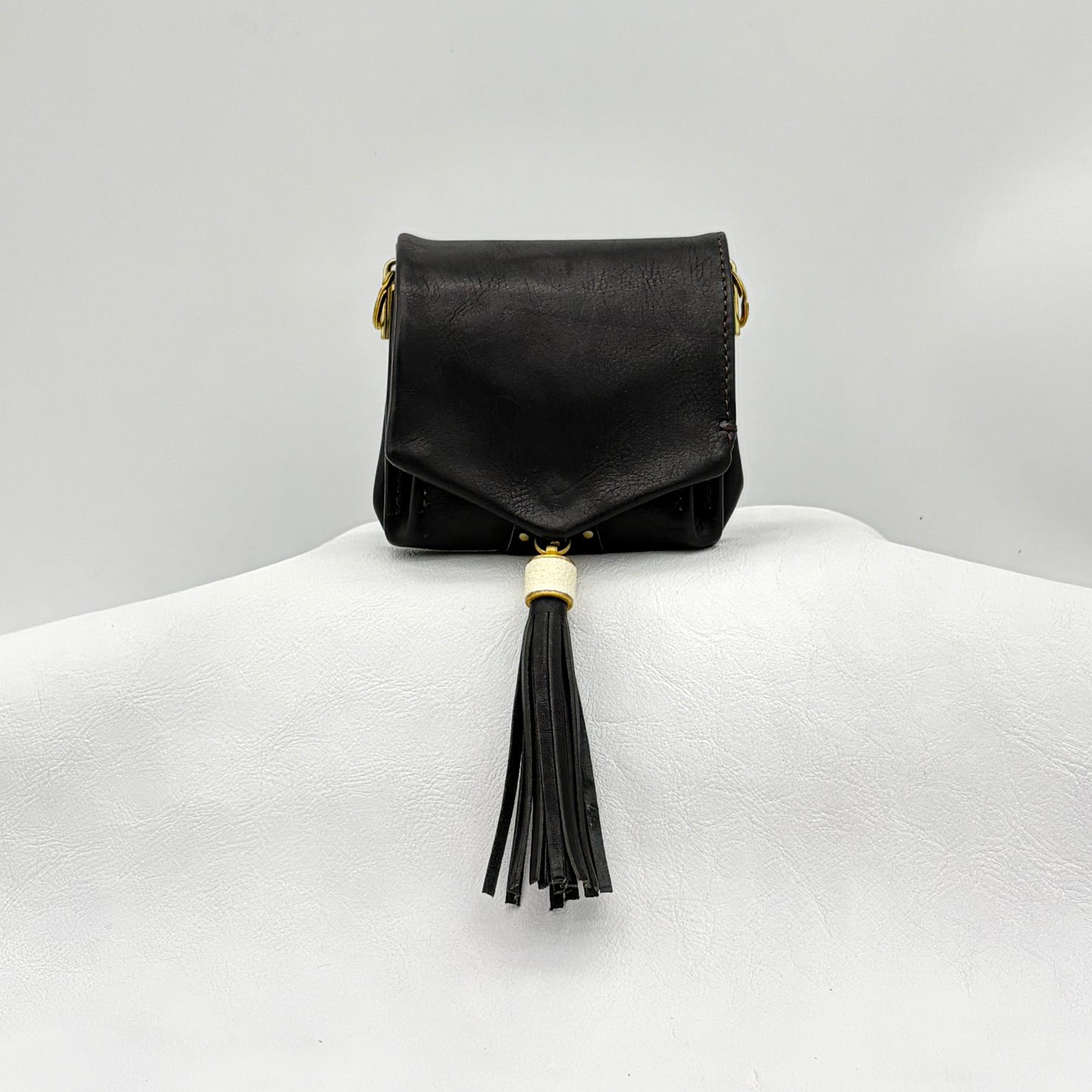 MOQUIP MINI PURSE calf galuchat tassel BLACK