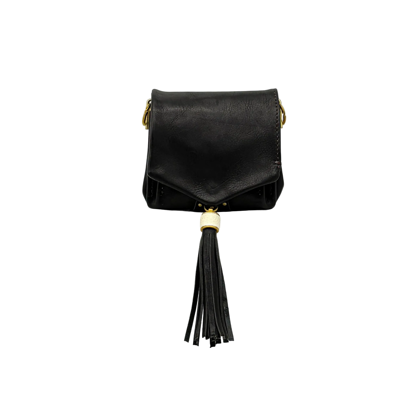MOQUIP MINI PURSE calf galuchat tassel BLACK