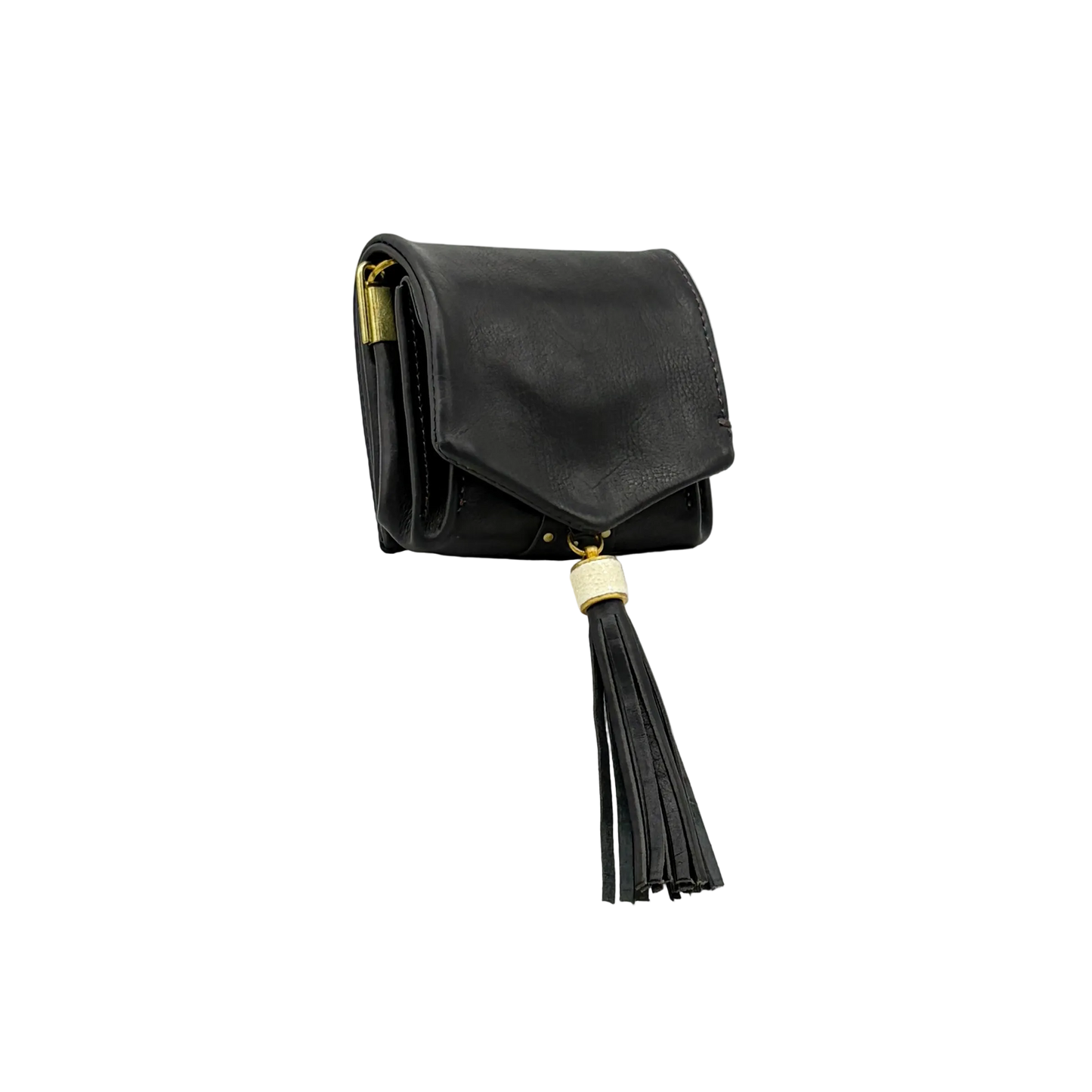 MOQUIP MINI PURSE calf galuchat tassel BLACK
