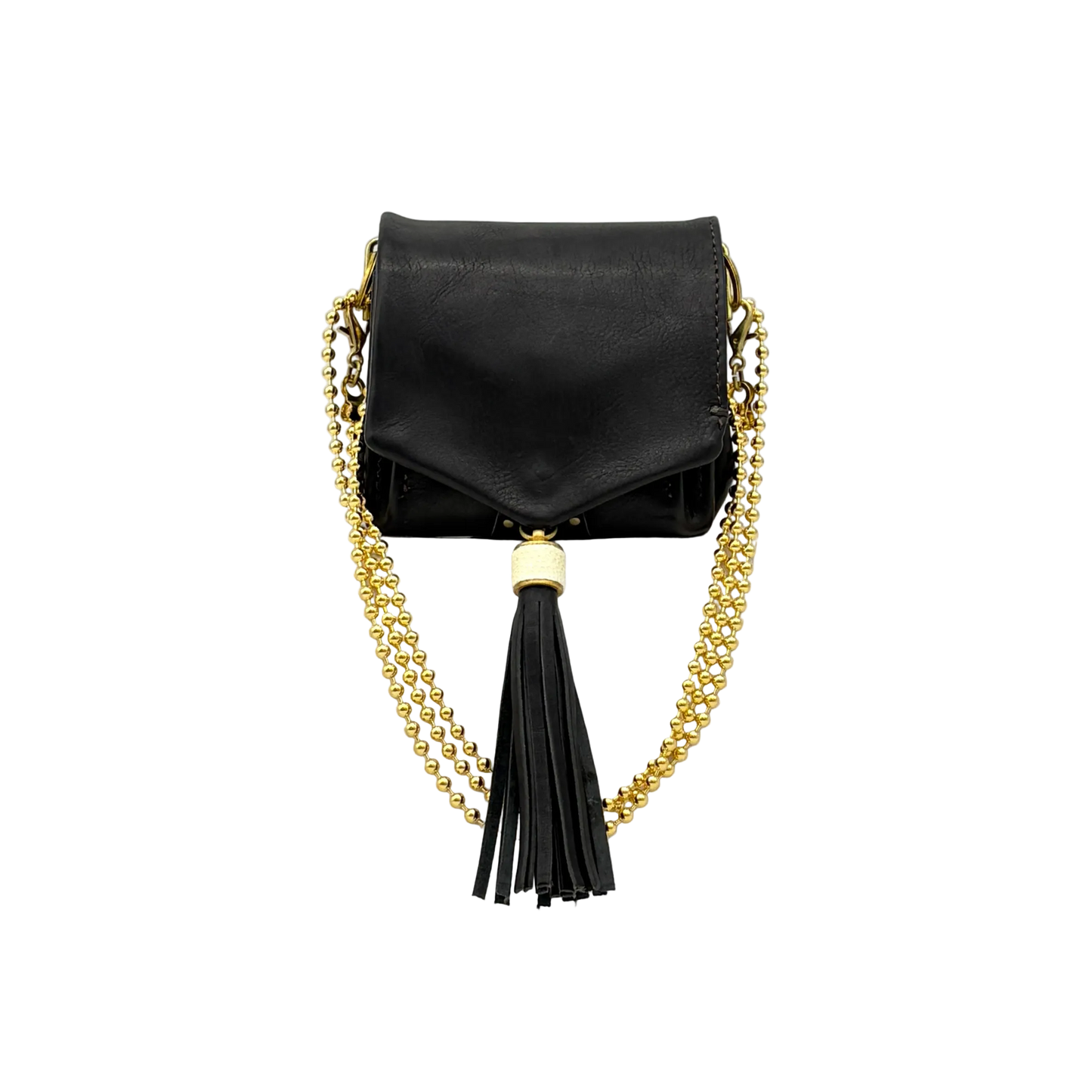 MOQUIP MINI PURSE calf galuchat tassel BLACK