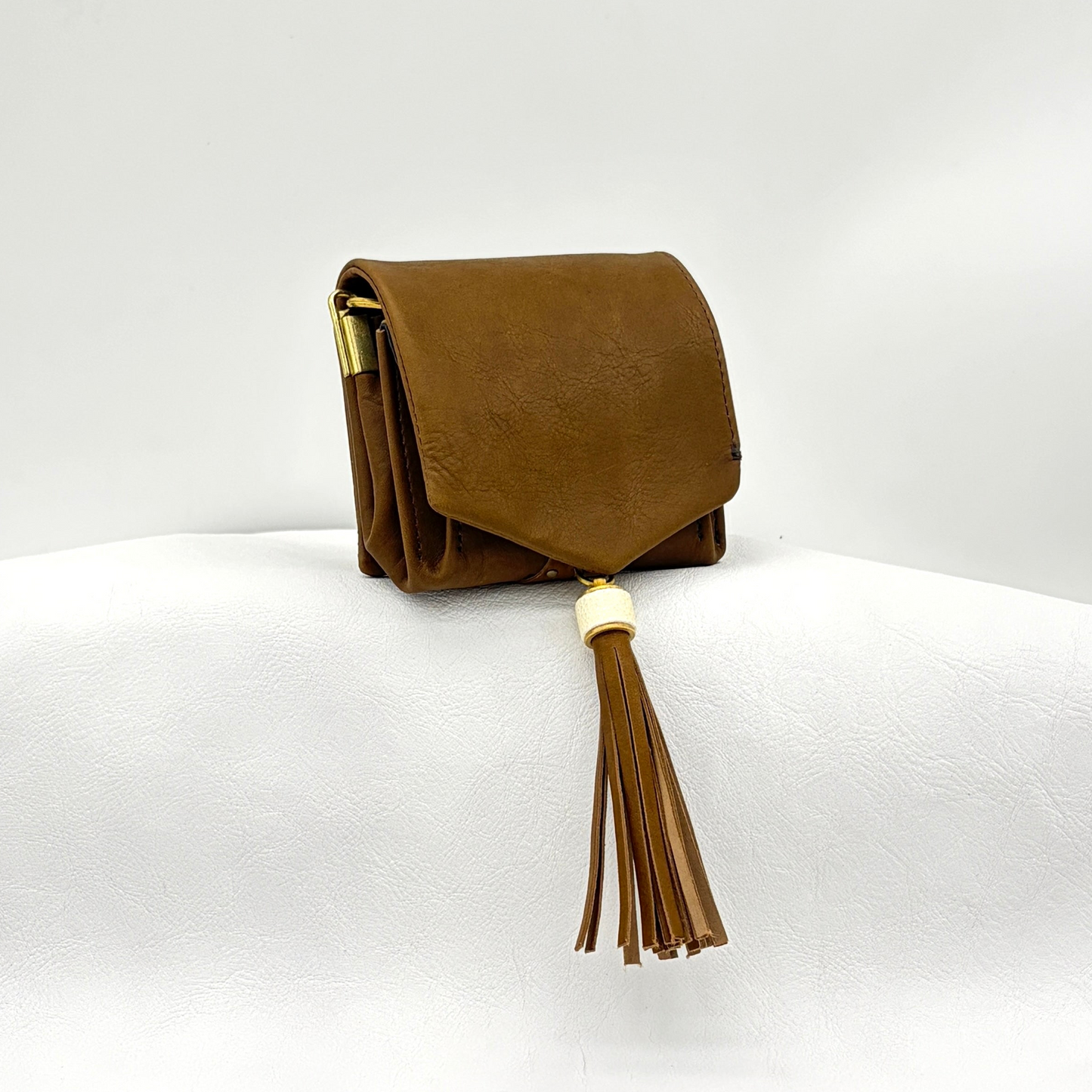 MOQUIP MINI PURSE calf galuchat tassel KHAKI