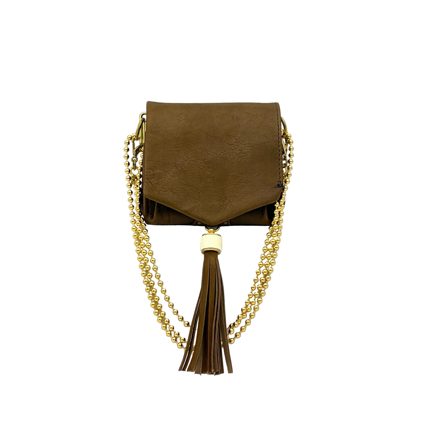 MOQUIP MINI PURSE calf galuchat tassel KHAKI