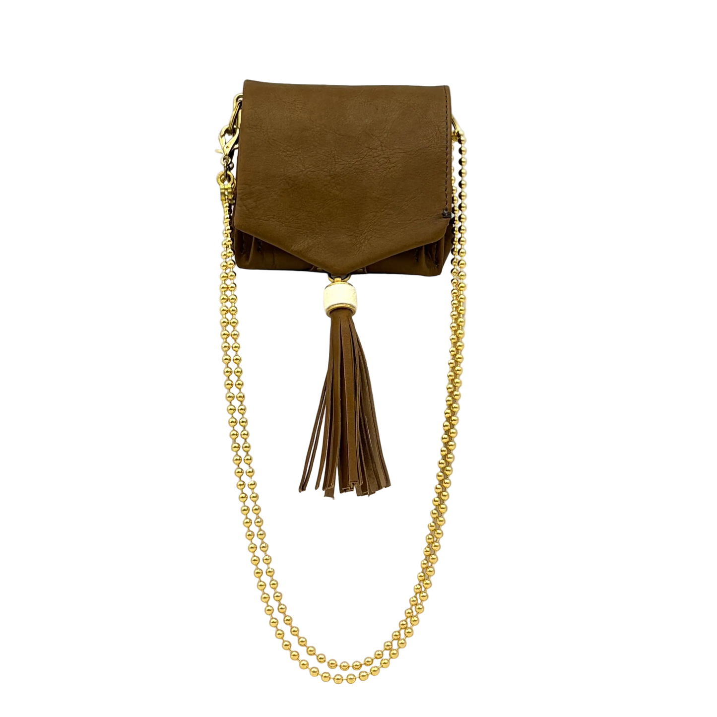 MOQUIP MINI PURSE calf galuchat tassel KHAKI