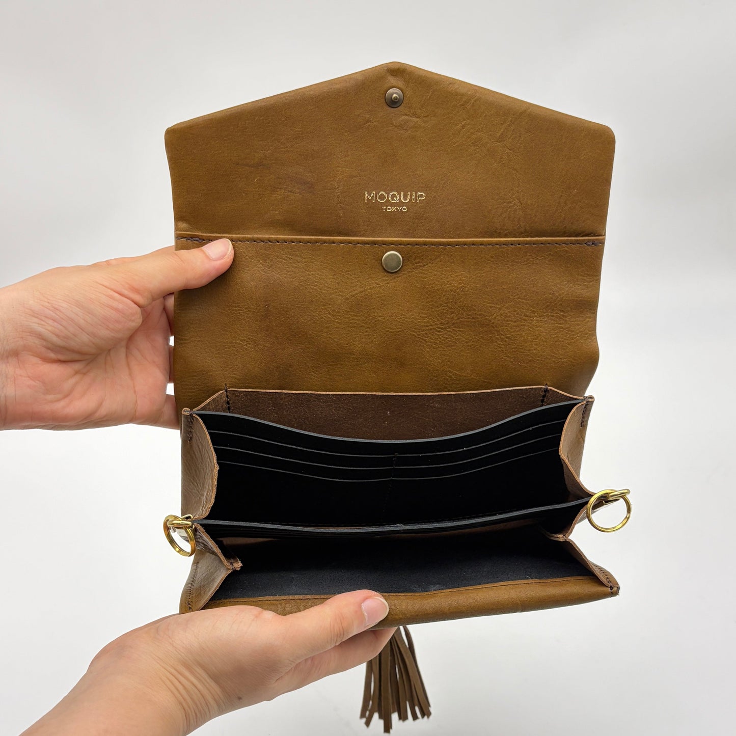 MOQUIP PURSE calf galuchat tassel KHAKI