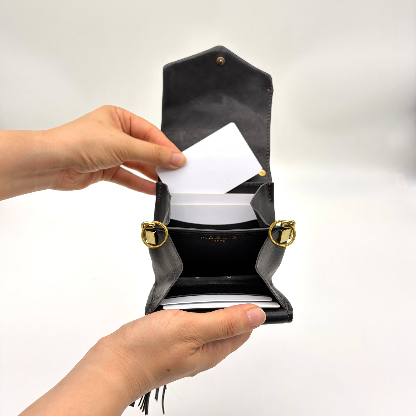 MOQUIP MINI PURSE calf galuchat tassel BLACK