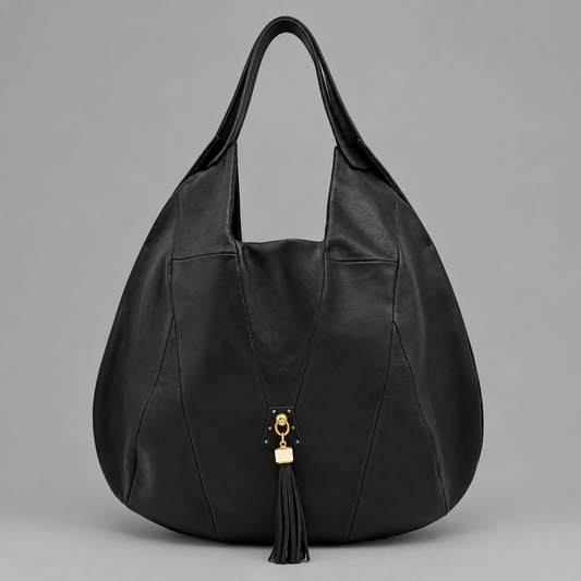 MOQUIP ROUND BAG tassel BLACK