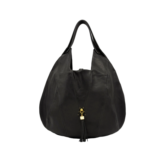 MOQUIP ROUND BAG tassel BLACK