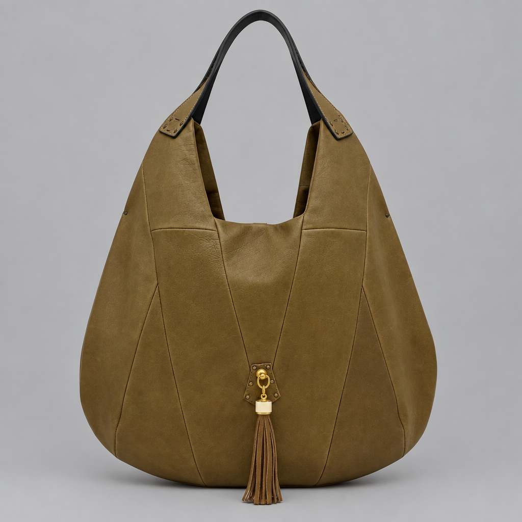 MOQUIP ROUND BAG tassel KHAKI