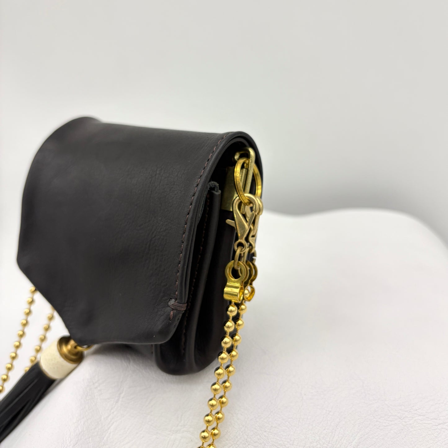 MOQUIP MINI PURSE calf galuchat tassel BLACK