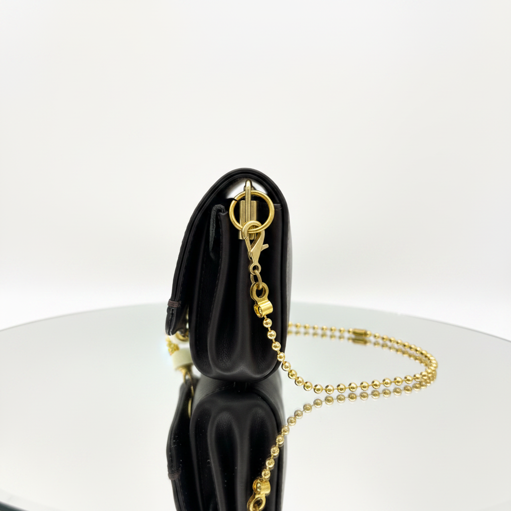 MOQUIP MINI PURSE calf galuchat tassel BLACK