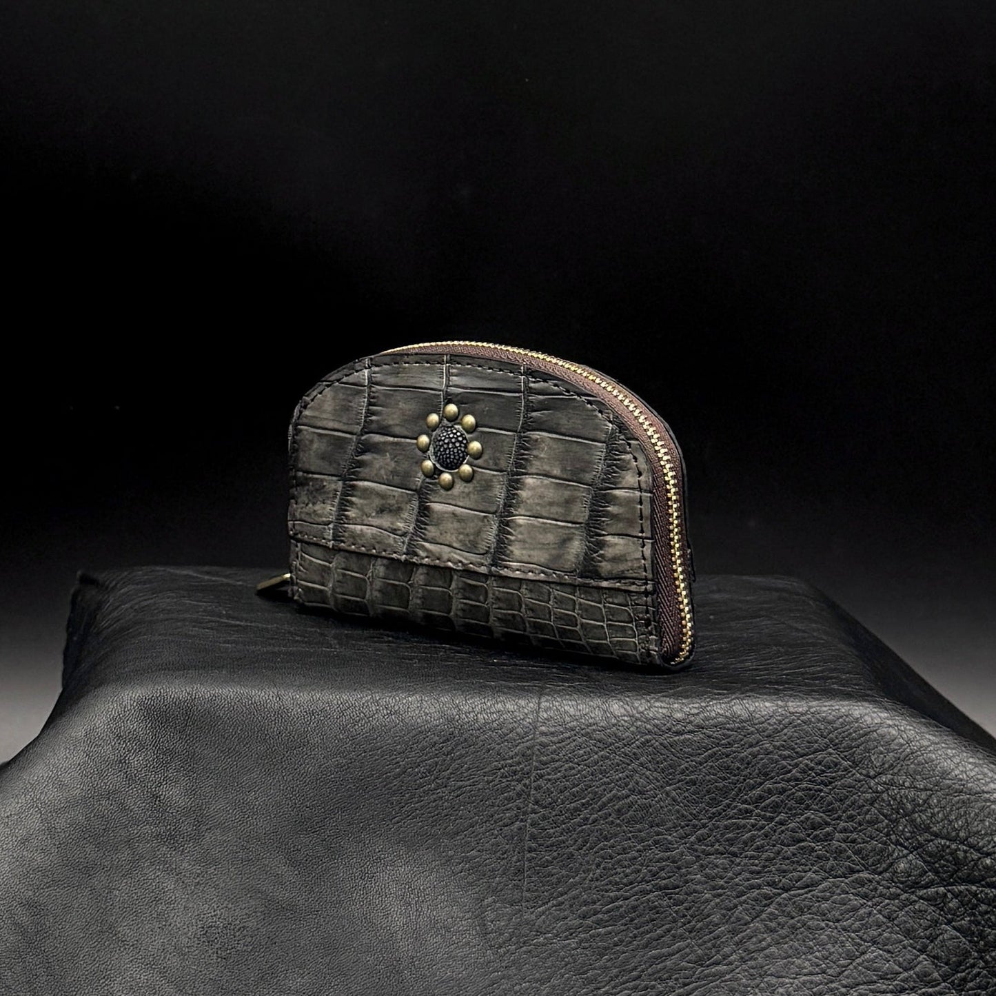 MOQUIP CROCODILE piccolo wallet 墨染 Japanese ink