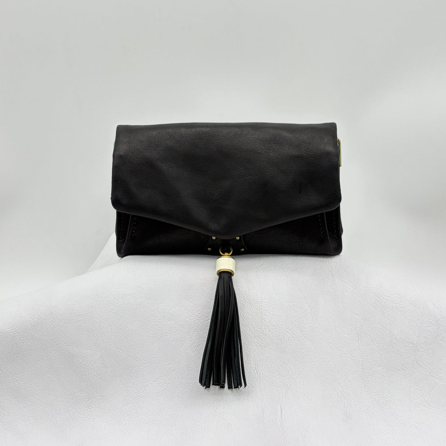 MOQUIP PURSE calf galuchat tassel BLACK