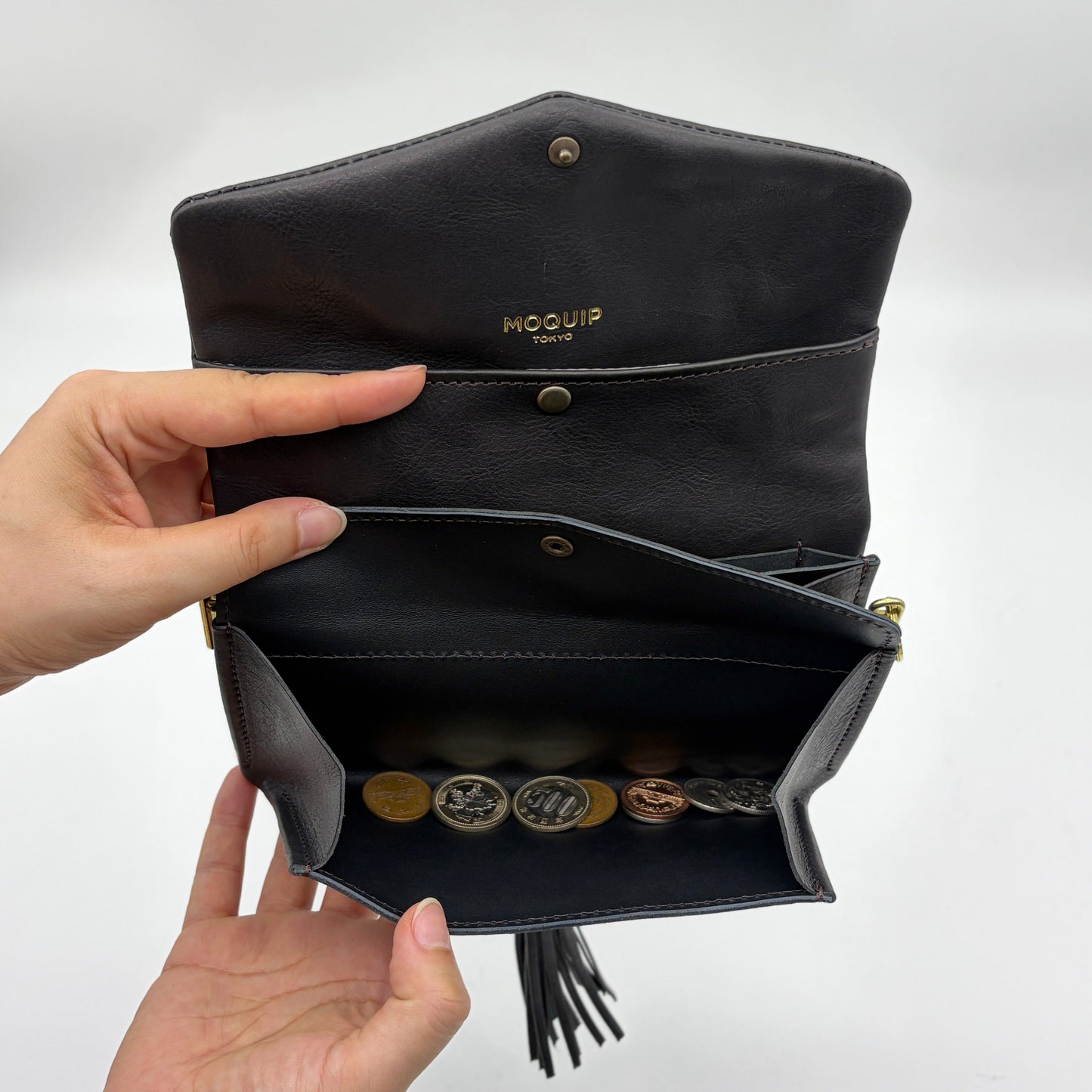 MOQUIP PURSE calf galuchat tassel BLACK