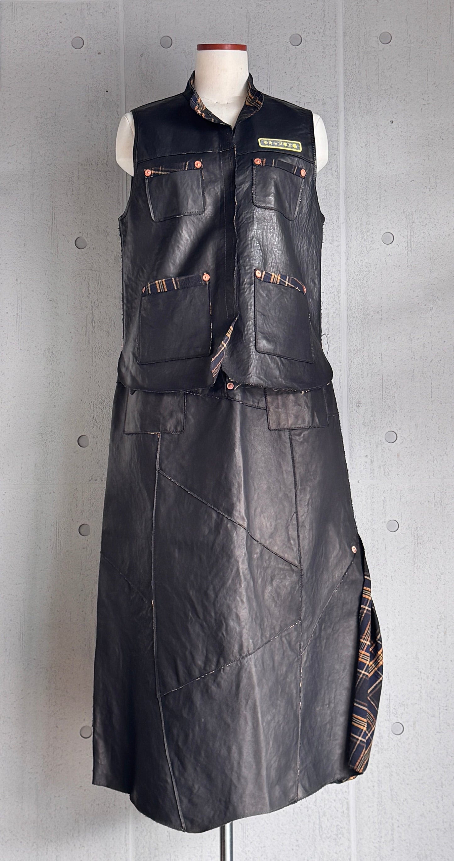 MOQUIP  CHECKERD SKIRT deer  BLACK