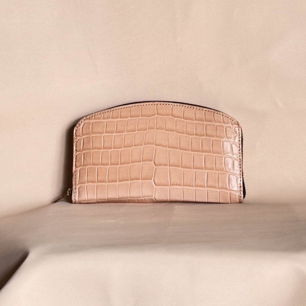 MOQUIP CROCODILE round wallet BEIGE