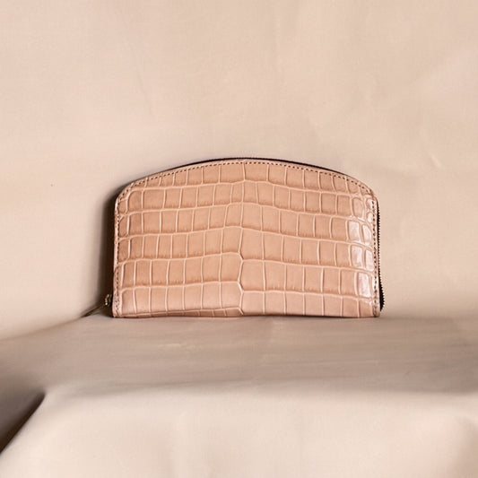 MOQUIP CROCODILE round wallet BEIGE