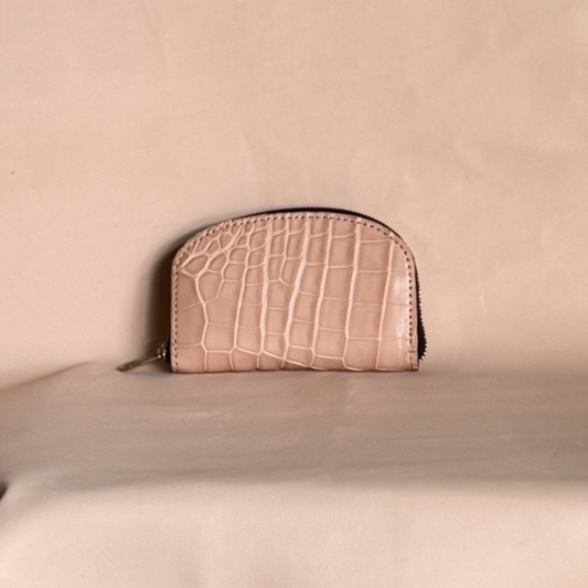 MOQUIP CROCODILE  piccolo wallet BEIGE