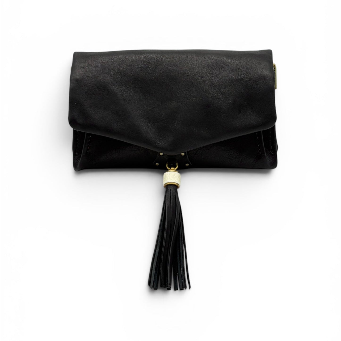MOQUIP PURSE calf galuchat tassel BLACK