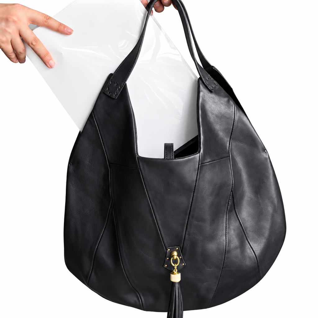 MOQUIP ROUND BAG tassel BLACK