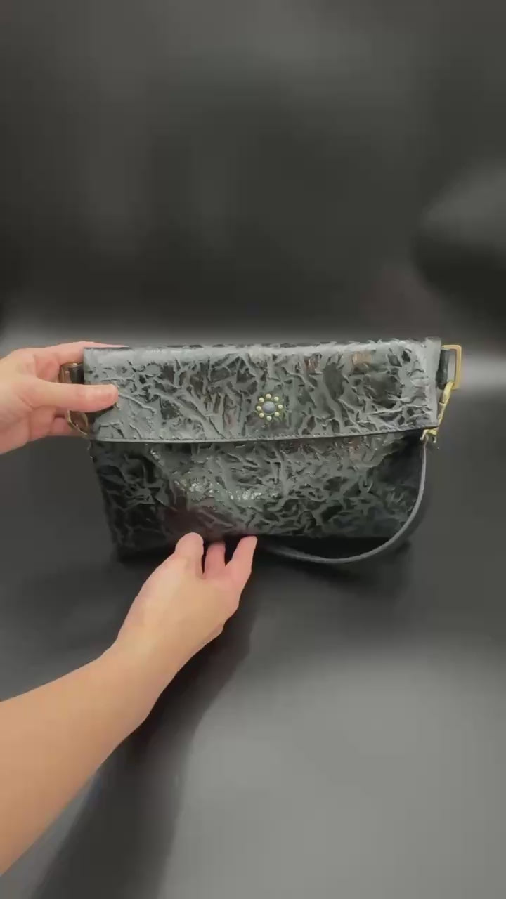 MOQUIP 漆革バッグ S SHOULDERBAG urushi BLACK-S